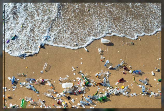 plastic waste on beach